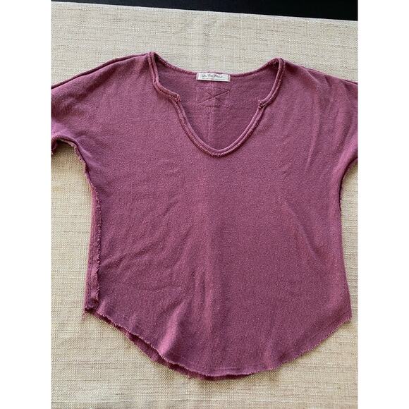 FREE PEOPLE Sweater Rosy Brown Top Cotton Blend S - Picture 1 of 8